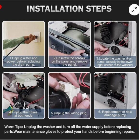 DC97-19289F Washing Machine Drain Pump Assembly for Samsung Washer DC97-19289B - Picture 6 of 10